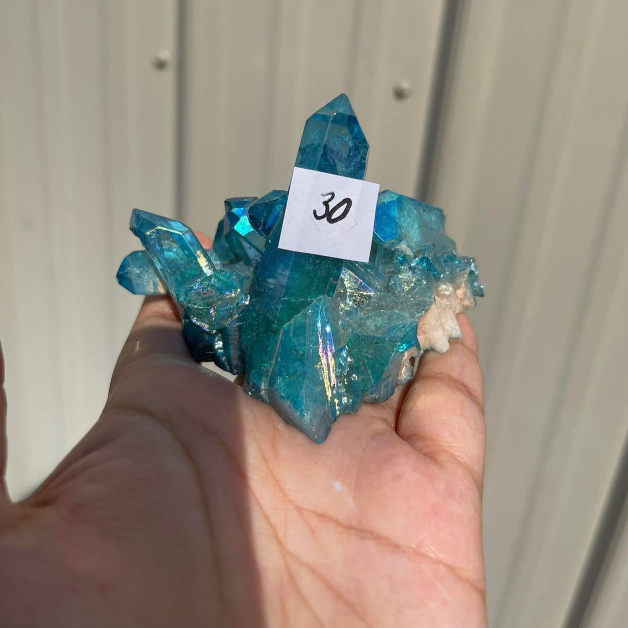 Aqua Aura Quartz Cluster Crystal - The Tarot Hole
