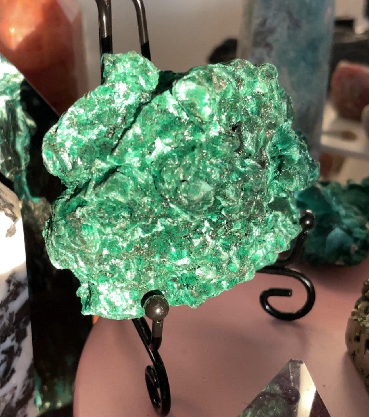 Druzy Malachite Raw Statement Stone